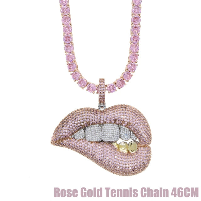 Iced Out Lip Biting Chain [ Blocky ]