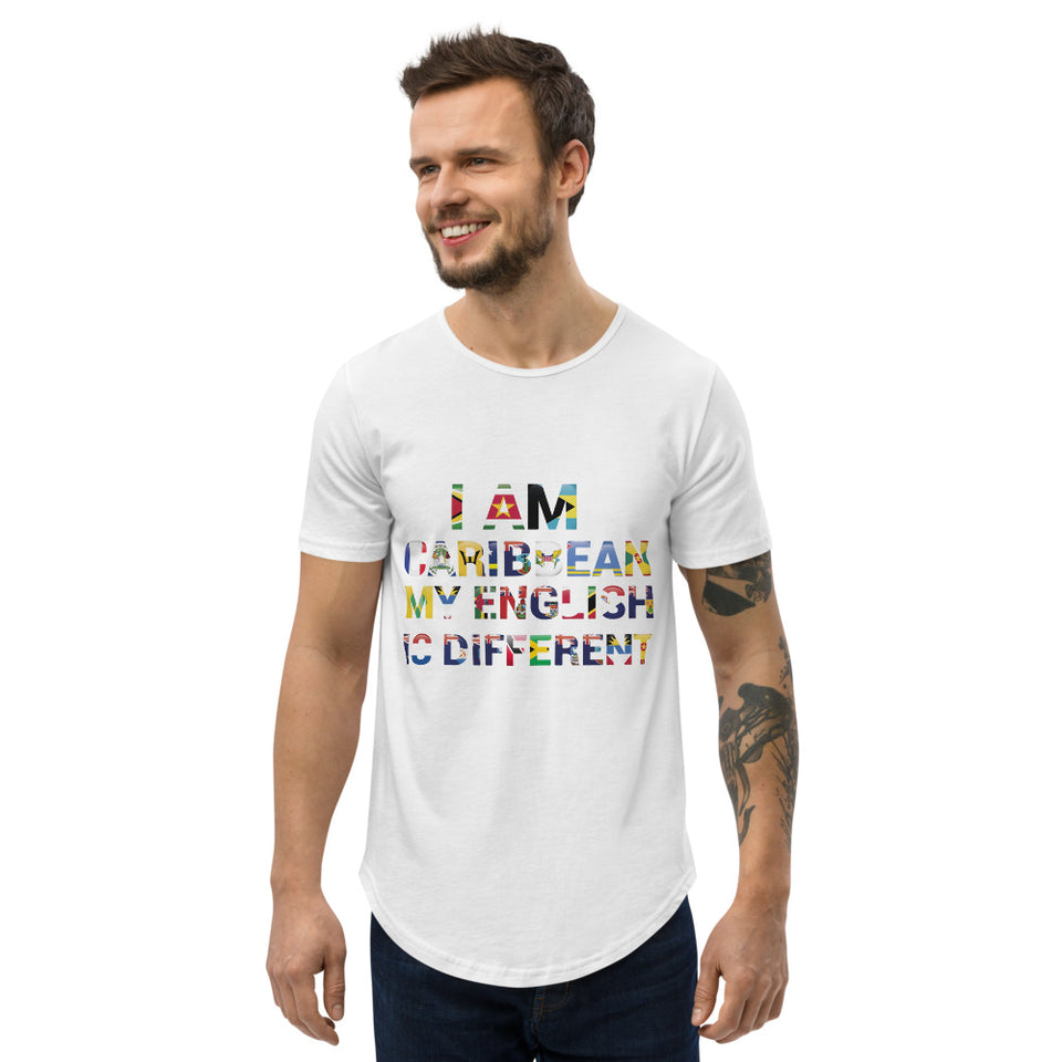 I AM CARIBBEAN MY ENGLISH IS DIFFERENT Men's Curved Hem T-Shirt-Roar Respectfully