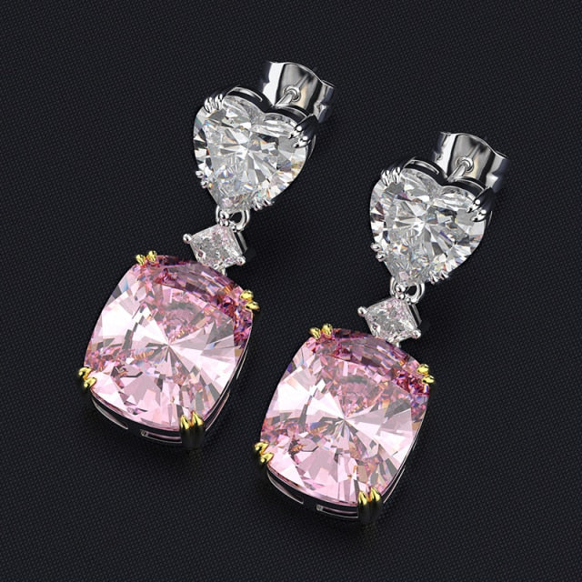 Luxury Pink ,Yellow and White Sparkling Drop Earrings-Roar Respectfully