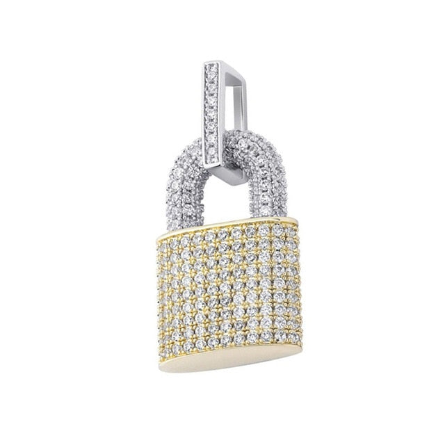 Lock it Downnnnn Pendant Necklace 5mm Tennis Chain- Iced Out Bling-Roar Respectfully
