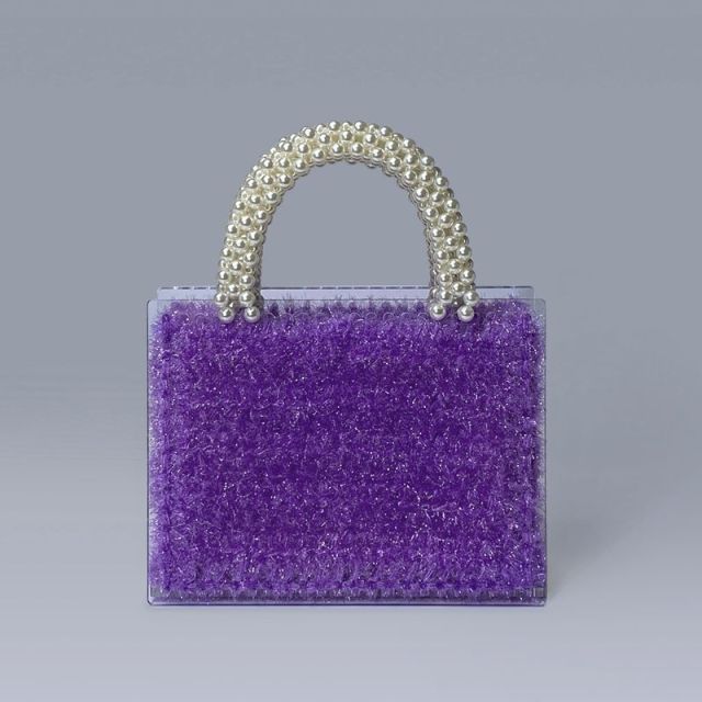 Wool Woven Pearls Acrylic Handbags-Roar Respectfully