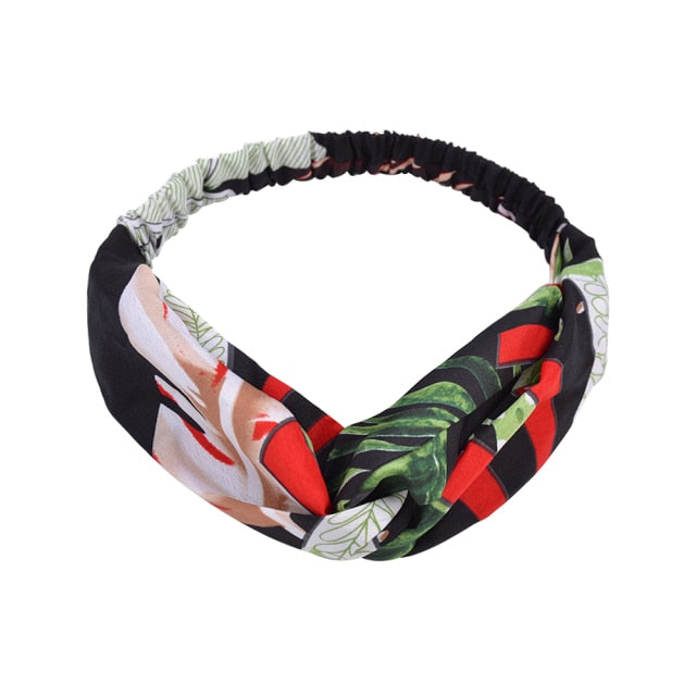 Summer Bohemian Hair Bands Print Headbands Vintage Cross Turban Bandage-Roar Respectfully