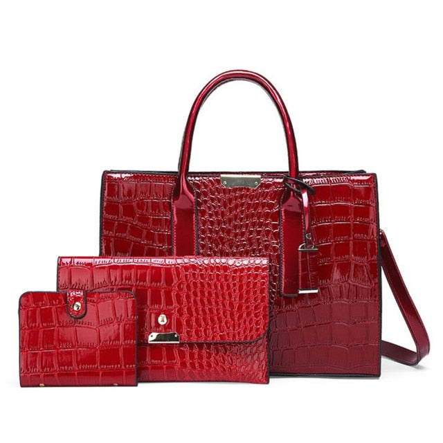 BOSS BAG in Pantent Leather Bag or SET with Crocodile pattern