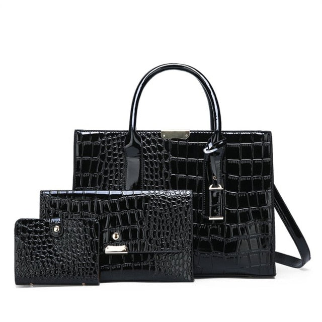 BOSS BAG in Pantent Leather Bag or SET with Crocodile pattern