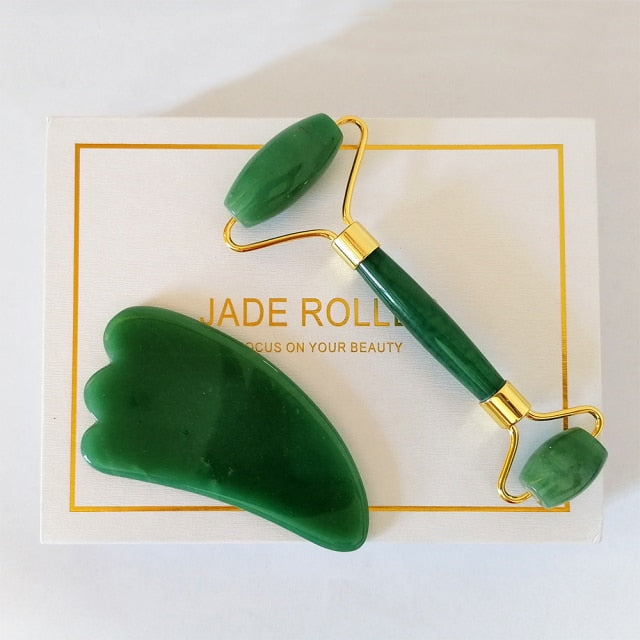 Face Massage Jade Roller Rose Quartz Natural Stone Gua Sha-Roar Respectfully