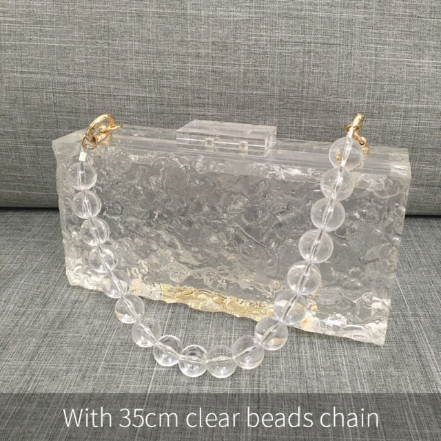 Clear Ice Pattern Acrylic Box BAG-Roar Respectfully