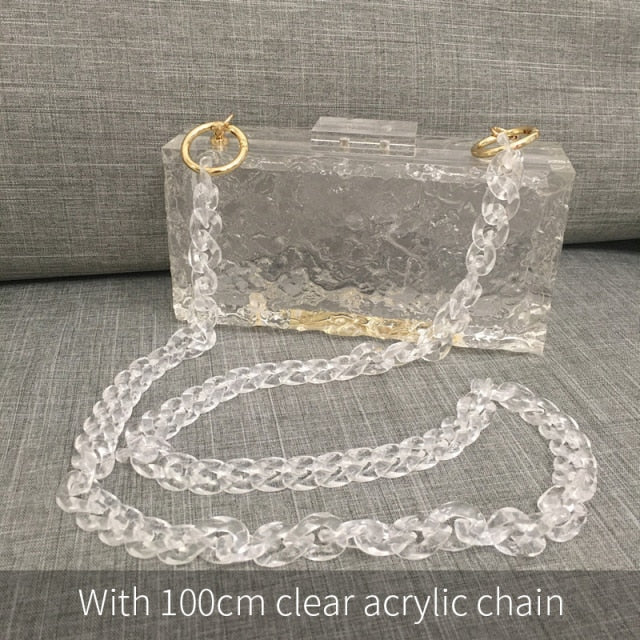 Clear Ice Pattern Acrylic Box BAG-Roar Respectfully